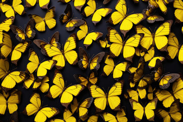 Beautiful background of tropical yellow butterflies