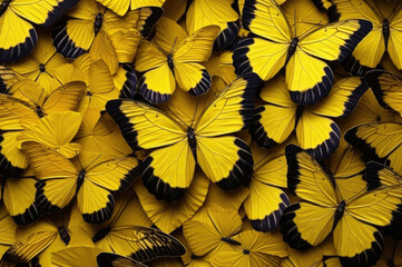 Beautiful background of tropical yellow butterflies