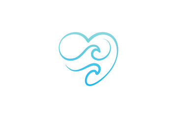 Heart logo and Wave design combination