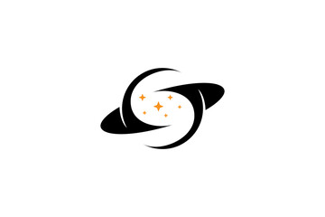 Black Hole logo and stars design combination