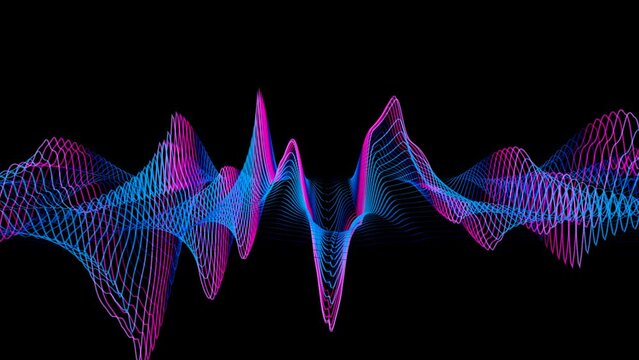 Colored equalizer visual lined sound fast moving waves, motion design loop video