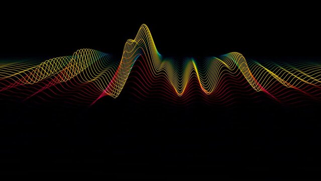 Colored equalizer visual lined slow motion sound synthesizer waves, motion design loop