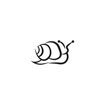 Snail linear black icon on white background. Element of French cuisine. Template for your project.