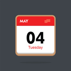 tuesday 04 may icon with black background, calender icon