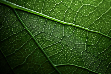 A close-up shot of a vibrant green leaf - Generative AI