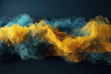 Network technology background futuristic tech blue and yellow wave background. Low poly wire made with generative AI Scy fi space illustration