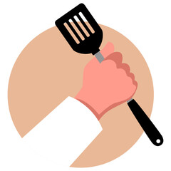 Clip art of a chef hand holding a spatula, vector illustration