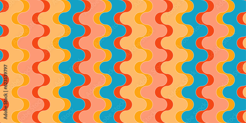 Poster Colorful wavy lines. Seamless simple pattern of wavy columns. For printing on any background with colors.