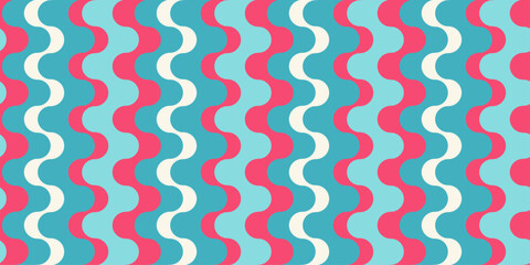 Pink and blue wavy lines. Seamless simple pattern of wavy columns. For printing on any background.