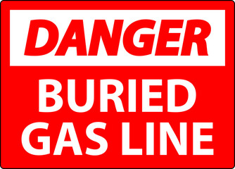 Danger Sign Buried Gas Line On White Background