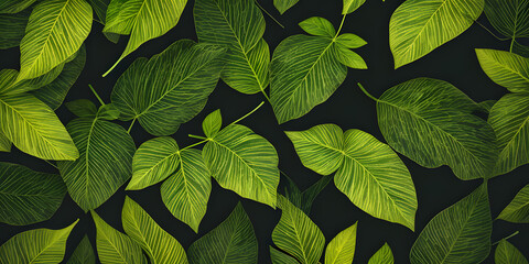 Pattern repetition green leaves display. Leaf concept for background