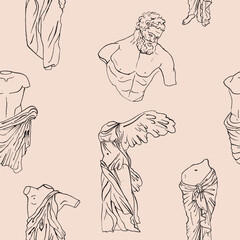 Greek statue seamless pattern