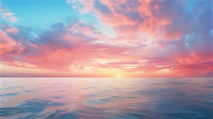 Naklejka na ściany i meble sunset sky and sea , pink , fantastic , generative AI