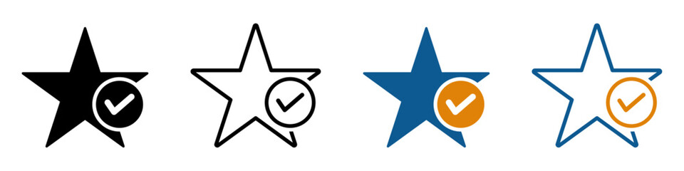 Star favorite vector signs. web icon with tick signs