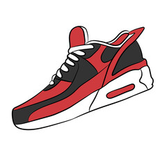 Red Sneaker Design Side View Shoes Pair Collection