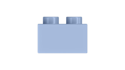 Chambray Blue Block Isolated on a White Background. Close Up View of a Plastic Children Game Brick for Constructors, Side View. High Quality 3D Rendering with a Work Path. 8K Ultra HD, 7680x4320