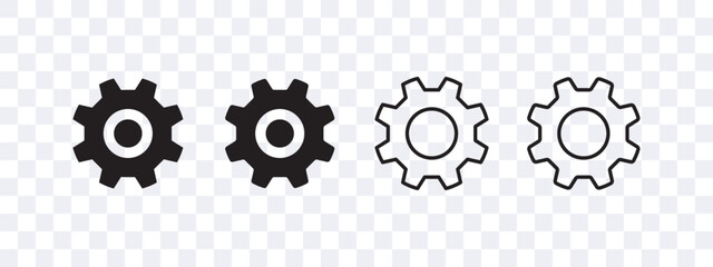 Settings icons. Black gear icons. Cogwheel icons. Vector scalable graphics