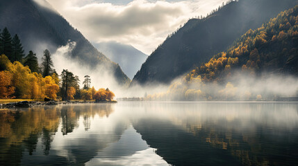 Jiuzhai Valley National Park, nature view super detailed, gold clouds and mountains 