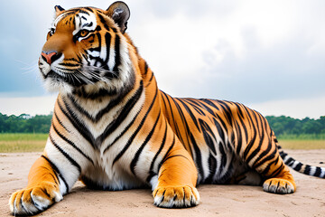 Fototapeta premium bangal tiger in the wild Generative AI