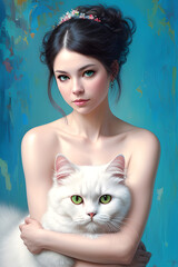 beautiful girl with a persian cat
Generative AI