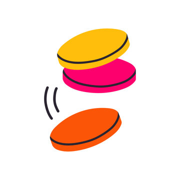 Classic 80s 90s caps pogs in modern style flat, line style. Hand drawn vector. Fashion patch, badge, emblem.