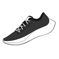 Black Sneaker Design Side View Shoes Pair Collection