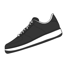 Black Sneaker Design Side View Shoes Pair Collection