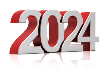 New year 2024. 3d illustration. Isolated on white background.