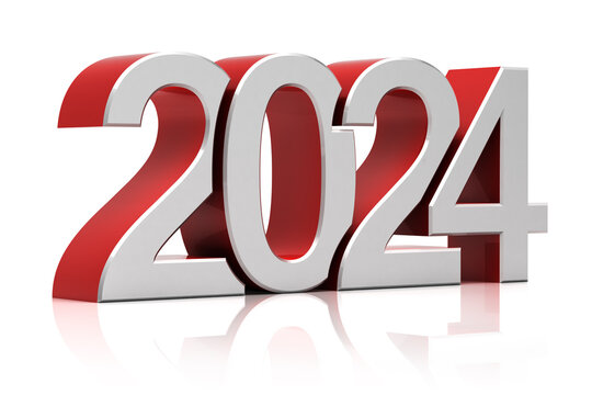 New year 2024. 3d illustration. Isolated on white background.