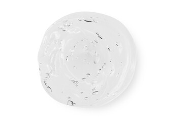 A large smear or drop of a transparent gel, serum. On an empty transparent background.