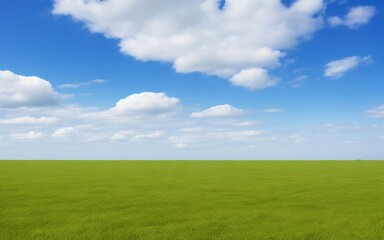 Obraz na płótnie Canvas empty field wallpaper. green field and blue sky. wallpaper. background. Illustration. Generative AI.