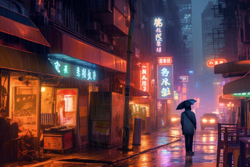 Night street scene - Generative AI