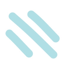 Abstract minimalist design with three light blue parallel curved lines on a white background cut out transparent isolated PNG