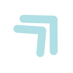 Minimal light blue abstract arrow symbol with rounded edges on a white background, showcasing modern and simple design cut out transparent isolated PNG