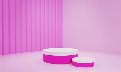 3D rendering pink valentine podium background.