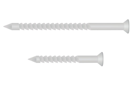 Metal screw. long and short. vector illustration 