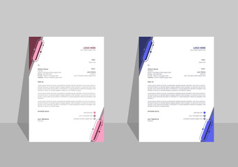 Clean and professional Modern corporate business letterhead design template with blue and pink