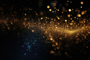 Fototapeta na wymiar glitter lights festive background, gold and blue glitter defocused abstract Lights 