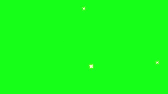 Shiny star animation. shimmering light animation on green screen.