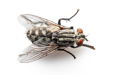 Fly insect macro closeup studio isolated on white background