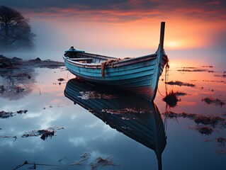 Die Schönheit der Abendstunden: Ein Boot bei Sonnenuntergang