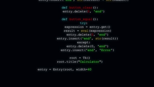 Code typing Motion Graphics: Python GUI Code Typing Animation