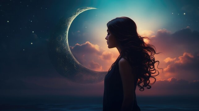 girl by the moon