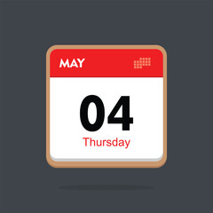Fototapeta premium thursday 04 may icon with black background, calender icon