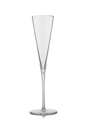 Empty glass for champagne alcohol drink on white background.