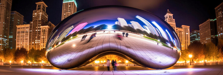 Naklejka premium Chicago panoramic view - Generative AI