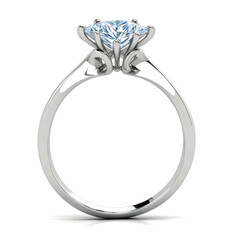 Diamond white Gold ring isolated on white background. AI Generativee