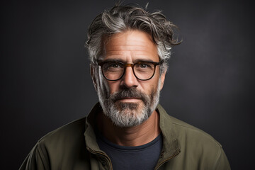 Obraz premium Portrait of middle-aged man with eyeglasses, generative ai 