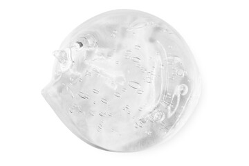 A large smear or drop of a transparent gel, serum. On an empty transparent background.