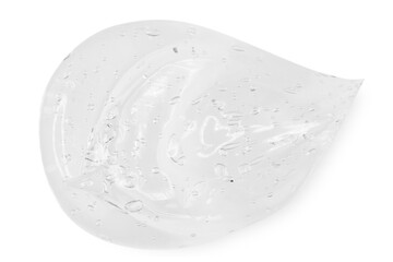 A large smear or drop of a transparent gel, serum. On an empty transparent background.